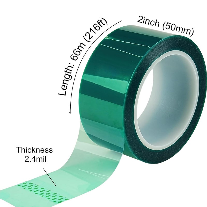 CHUANGSEED 2'' x 216 Ft Heat Resistance Tape for Resin Molds, Powder Coating, Circuit Borads, Residue-Free High Temp Masking Tape Epoxy Release - Image 2
